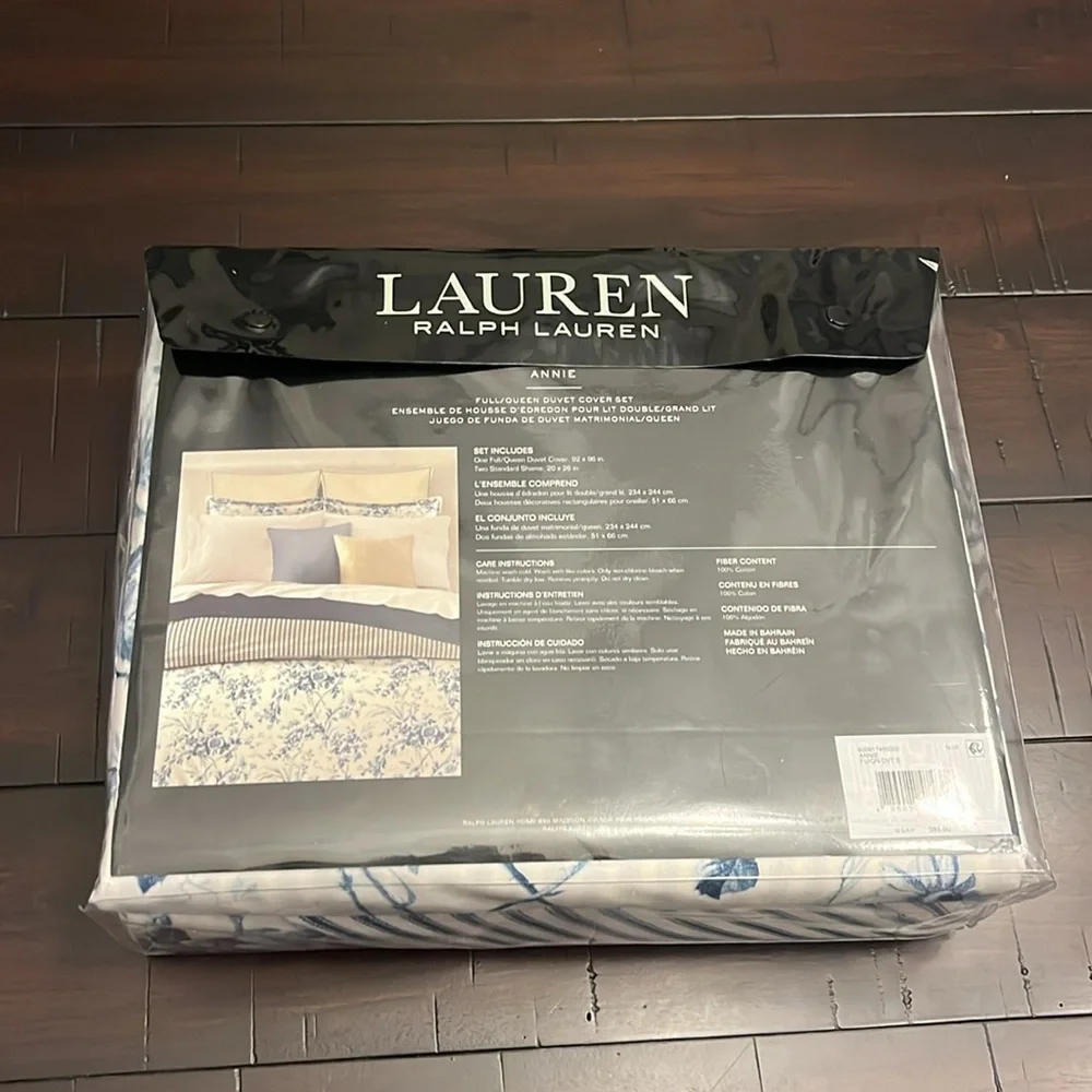 Ralph Lauren Annie Full / Queen Duvet Set new blue Duvet and 2 Standard Shams